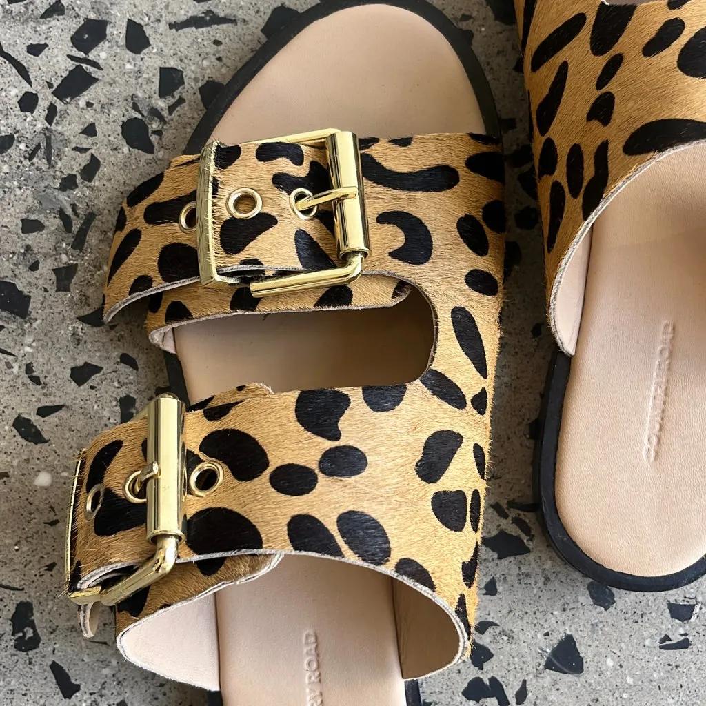 Country Road Elsa Leopard Slides- Size 39