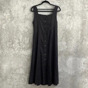 Del Villar Black Linen Midi Dress - Size S