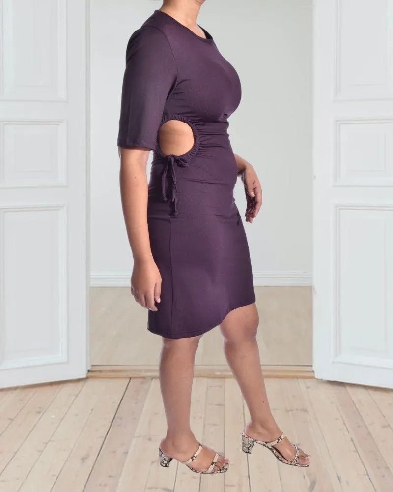 Ladies Purple Cut Out Dress