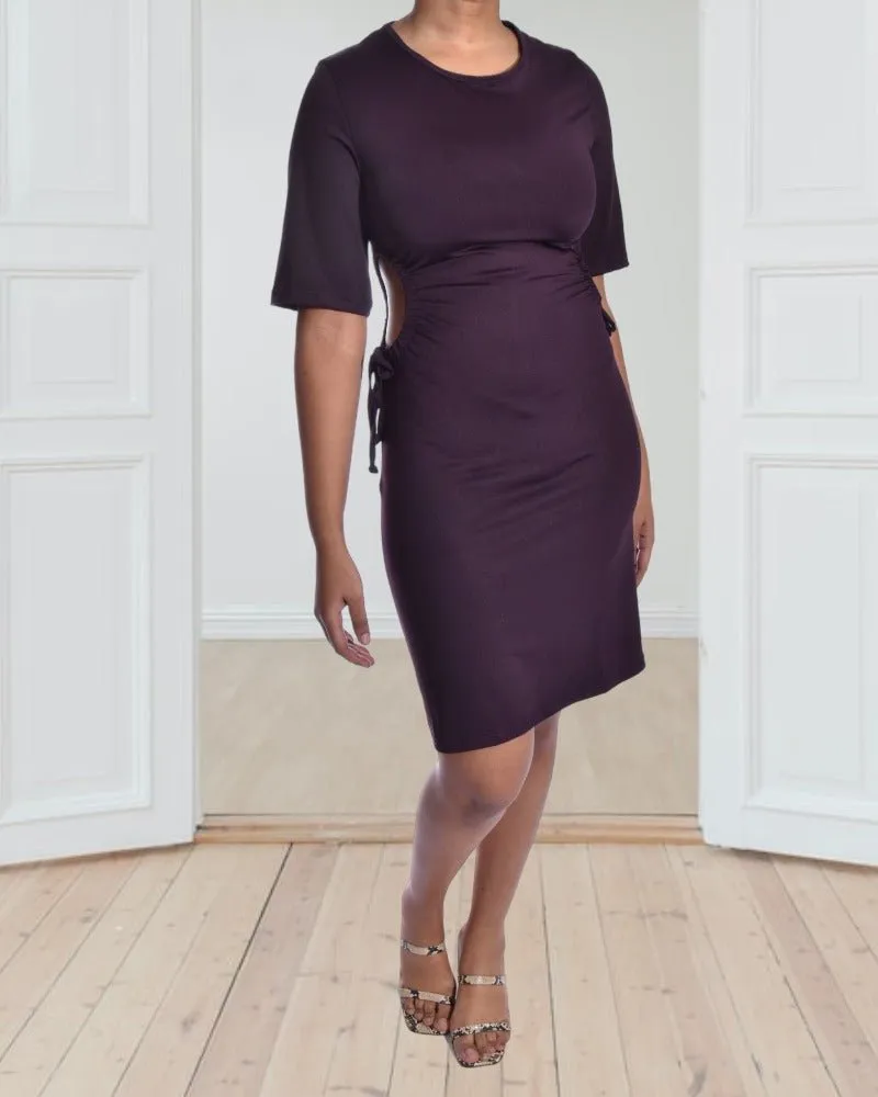 Ladies Purple Cut Out Dress