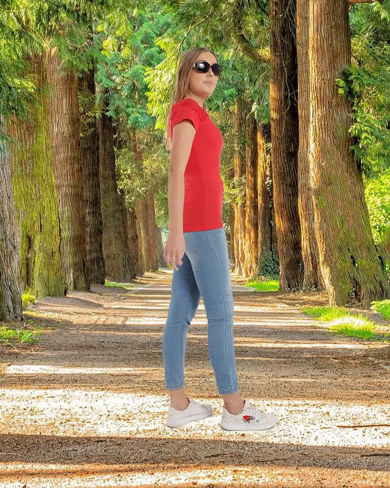 Ladies Red Lace Top