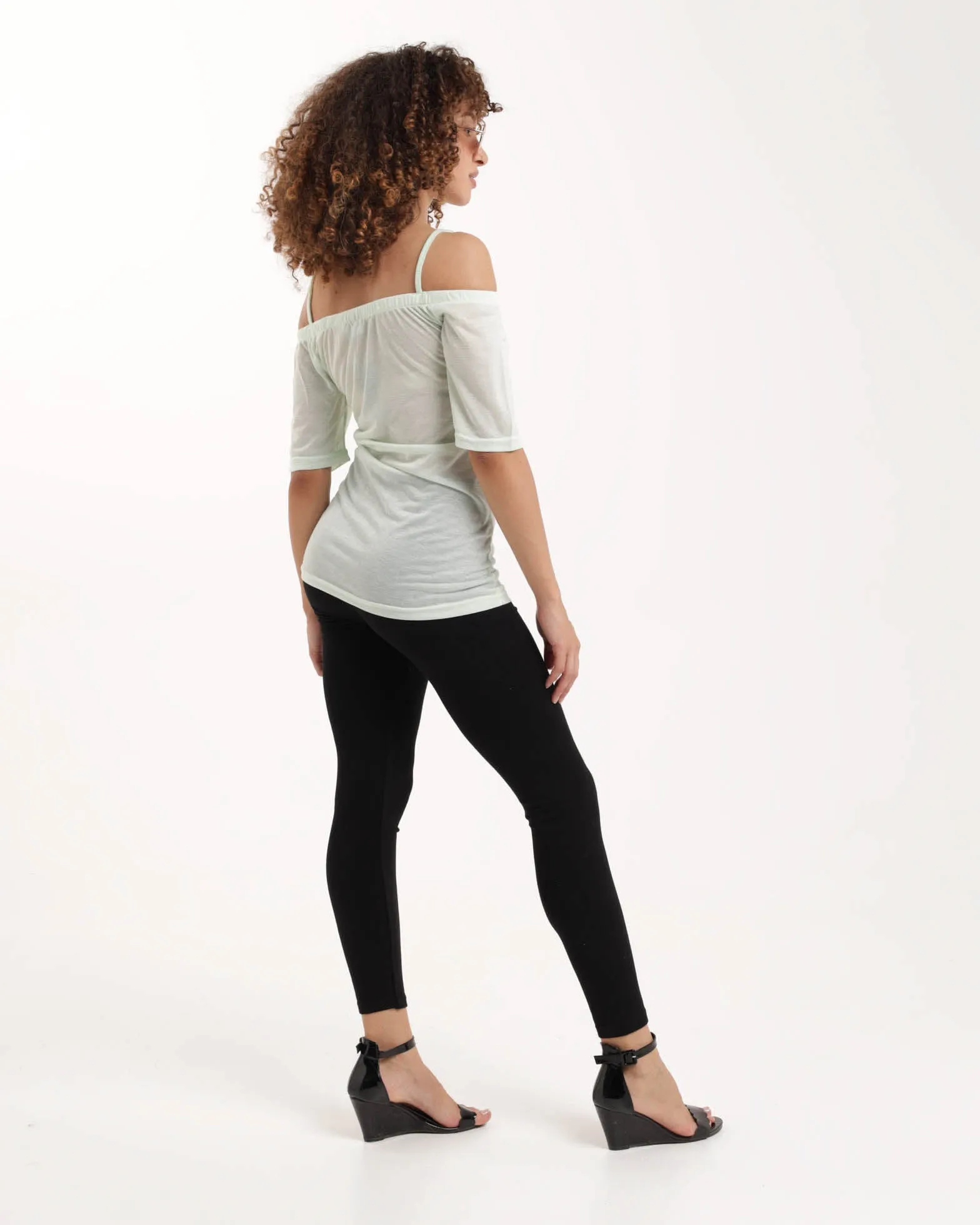 Mint Off Shoulder Strap Top