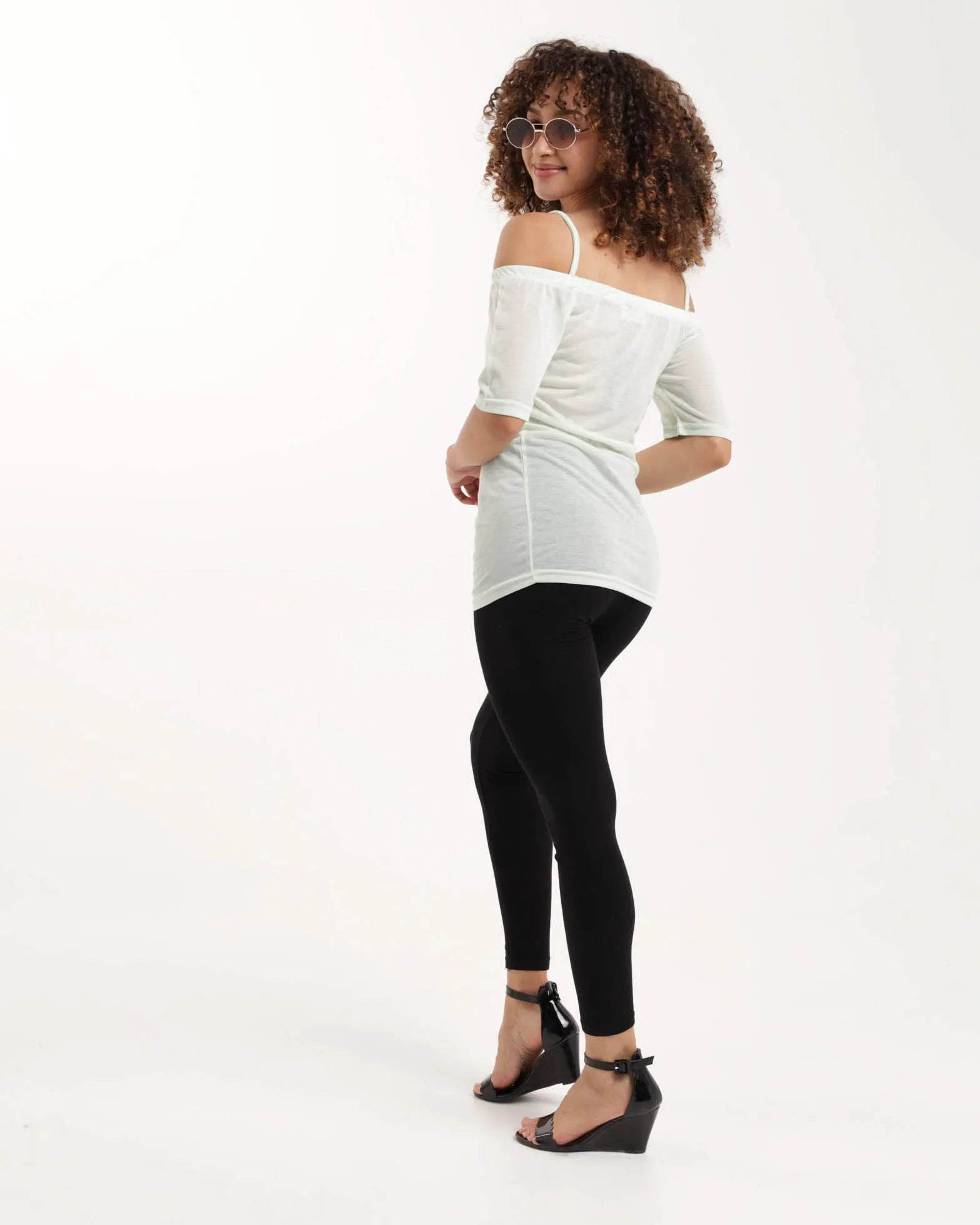 Mint Off Shoulder Strap Top