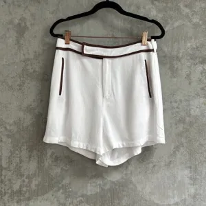 Sancia White Shorts with Brown Trim - Size S