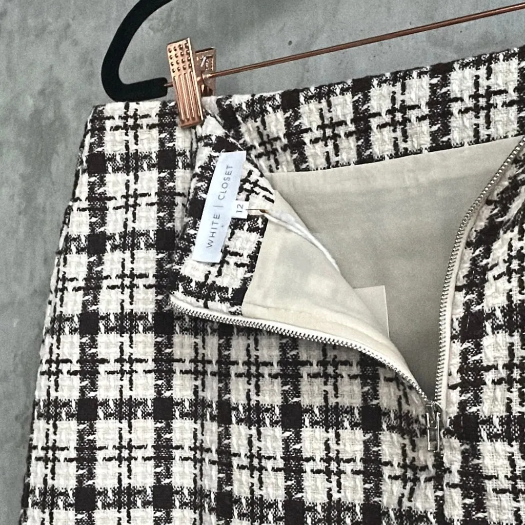 White Closet Tweed Skirt - Size 12