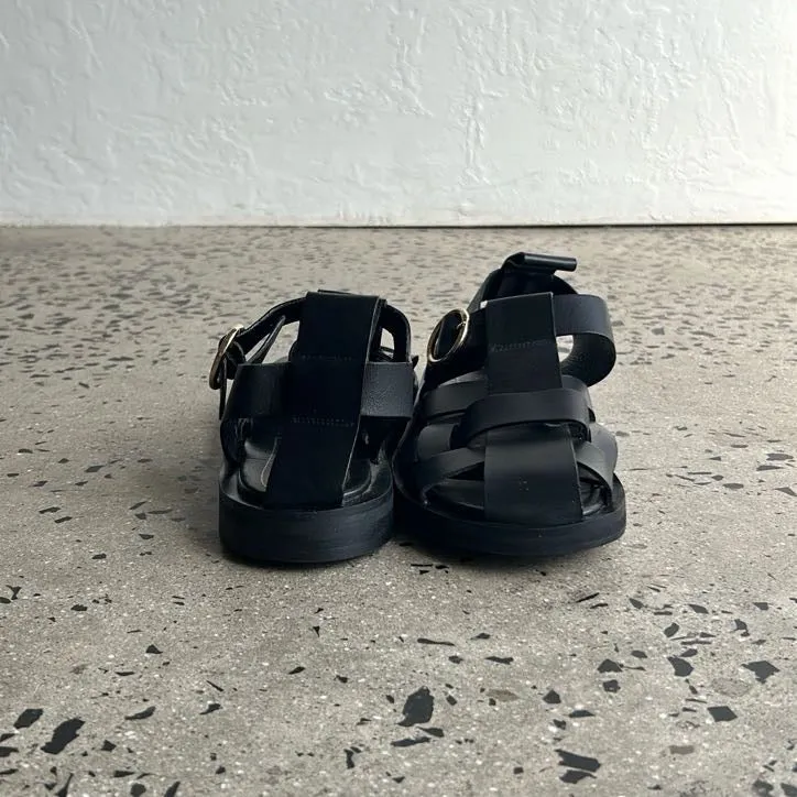 Zara Black Chunky Sandals - Size 38
