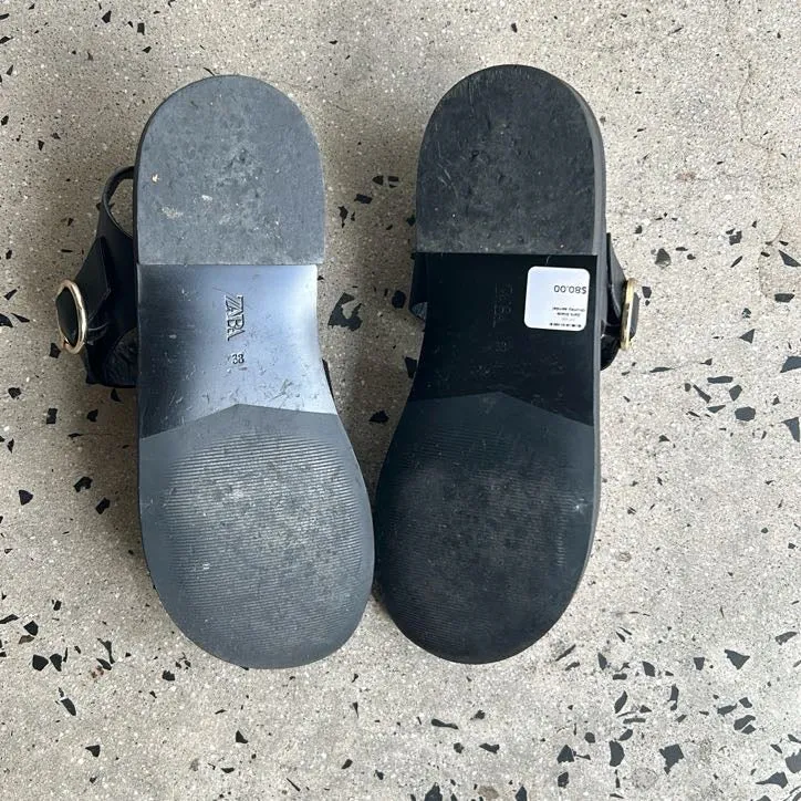 Zara Black Chunky Sandals - Size 38