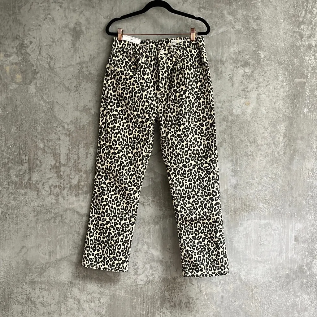 Zara Leopard Print Jeans -Size 38