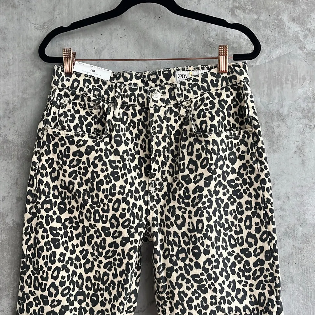 Zara Leopard Print Jeans -Size 38